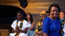 Graduating student and her mother at the Kente ceremony