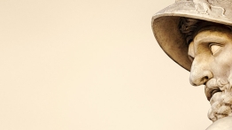 Close up on face of a greek statue 