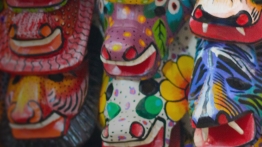 Commonplace objects and artifacts representing still life in an art mural