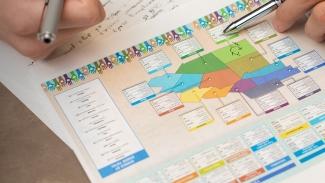 Student works with organizational chart