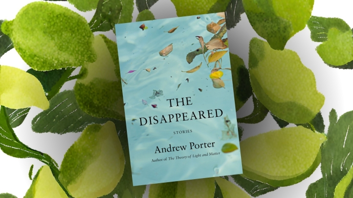 book cover of The Disappeared on top of illustrations of lime tree leaves