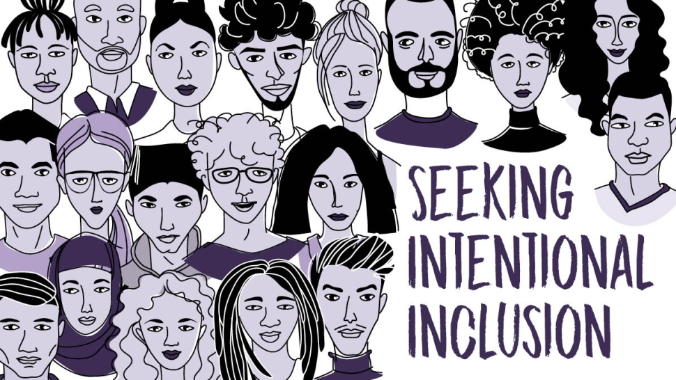collage of illustrated people with the text Seeking Intentional Inclusion