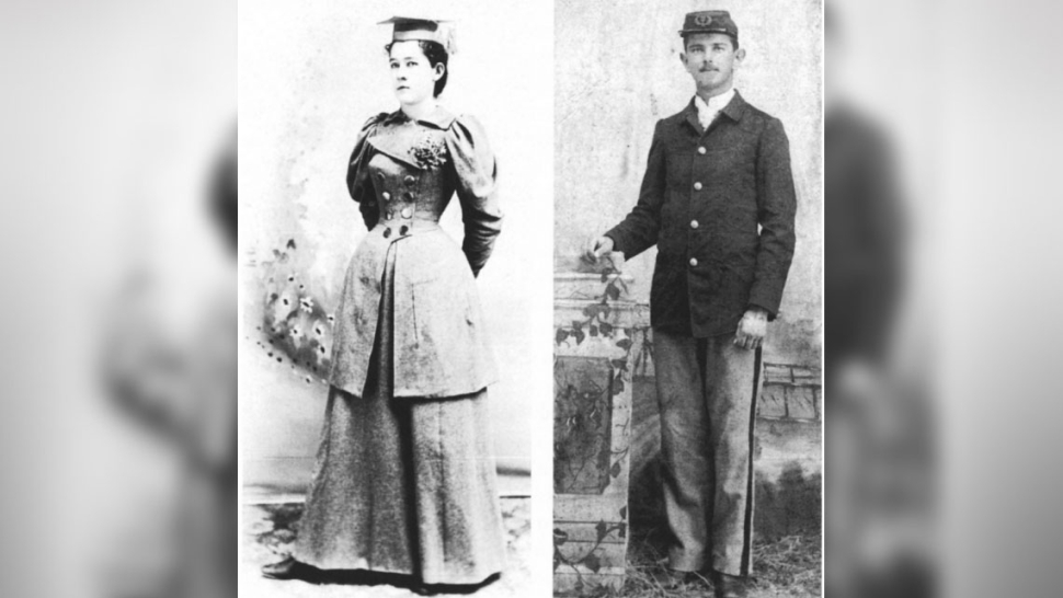 Trinity students in their uniforms in 1896.