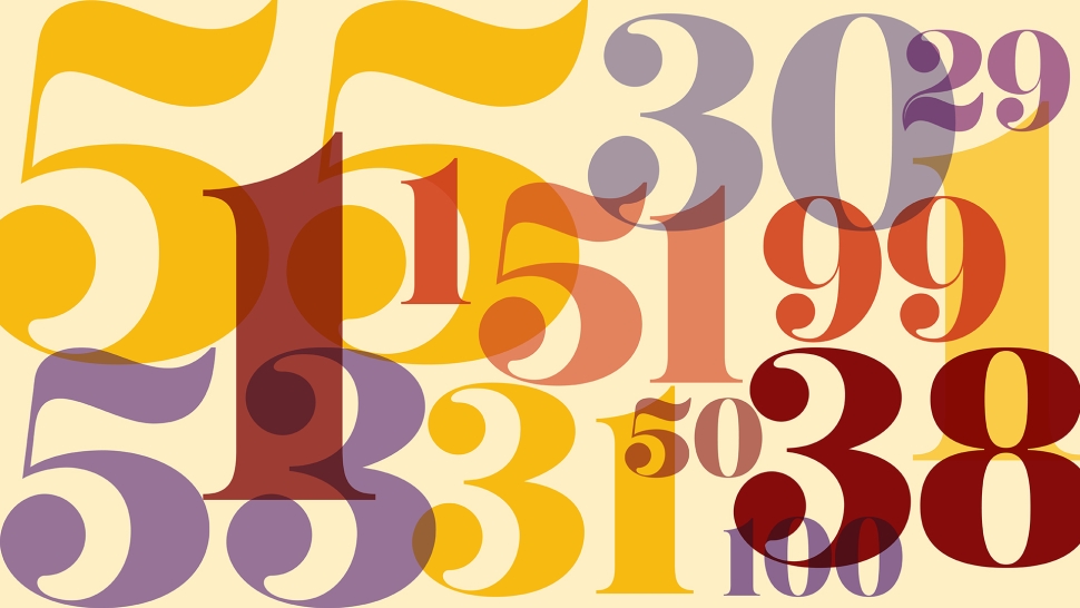 A colorful collage of numbers of different sizes