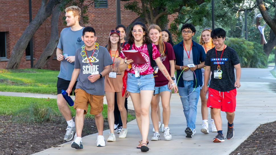 students walk on campus during Tiger Takeoff