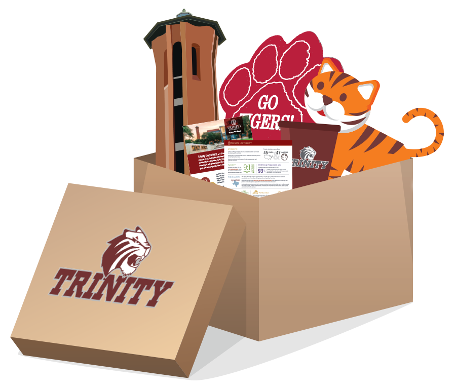 vector art depicting Trinity swag in a cardboard box