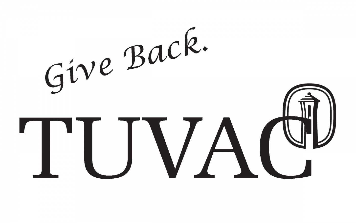 TUVAC logo and text reading "give back"