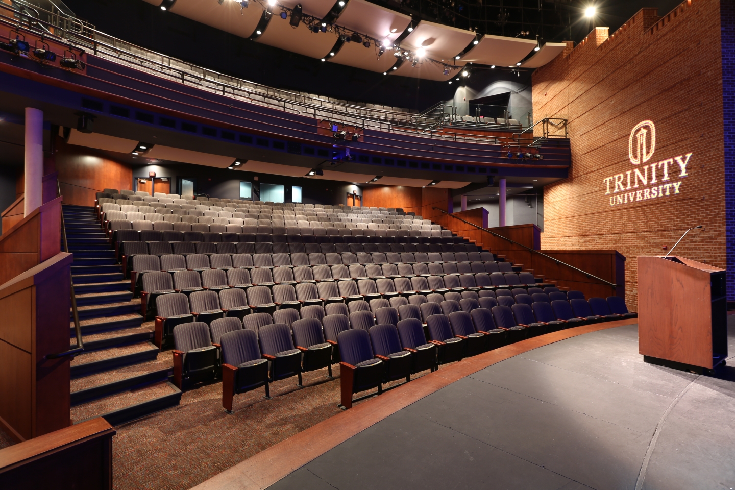 Stieren Theater view from the stage showing all the seats and the balcony seating