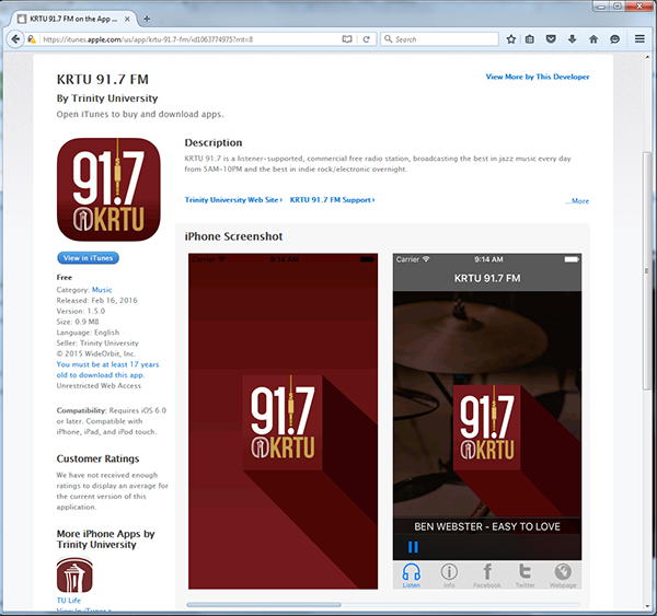 New & Improved KRTU App | Trinity University
