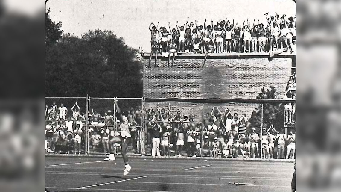 Larry Gottfried (Trinity) beat John McEnroe (Stanford) in 1978 to a packed crowd