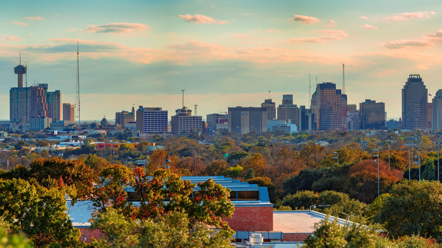 Skyline view of San Antonio from the Trinity campus