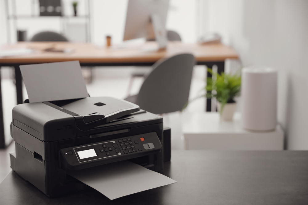 Black printer on a table