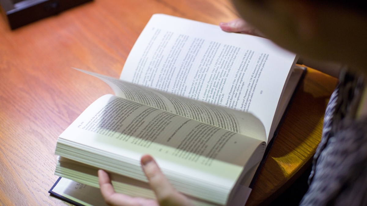 Open book on table