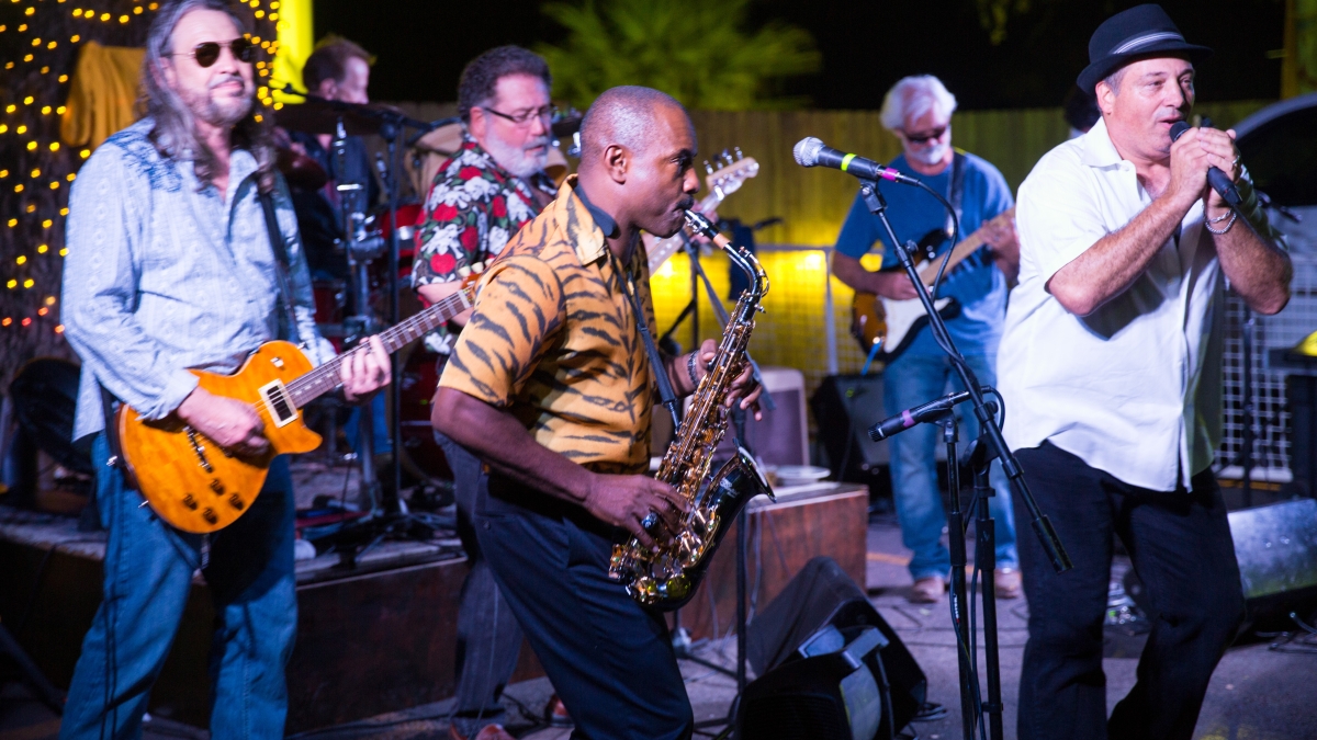 a jazz band plays in front of bombay bicycle club