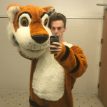 Ethan Jones in tiger mascot suit